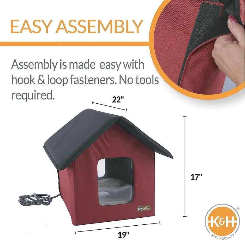 K&H Maison rouge chauffante extérieure pour chats