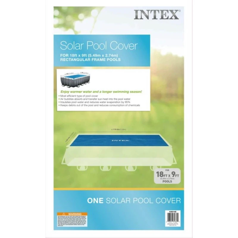 Couverture de piscine solaire Intex 18 pi x 9 pi, âge : adulte