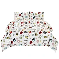 Ens. de housse de couette Grey Label à motif de vocabulaire