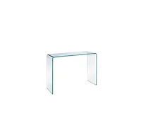 Heavenly Collection Console in Clear, Clear Glass Console, Un-tempered Glass Console, Bent Glass Console, Waterfall Console, Glass Console Table