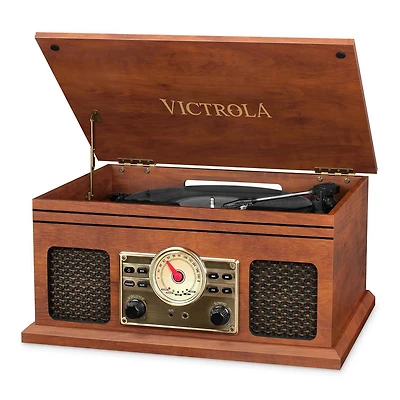Tourne-disque Bluetooth nostalgique 4 en 1 Victrola avec table tournante à 3 vitesses et radio FM