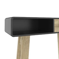 Bestar Alhena 40W Console Table in black uv & sandy brown oak