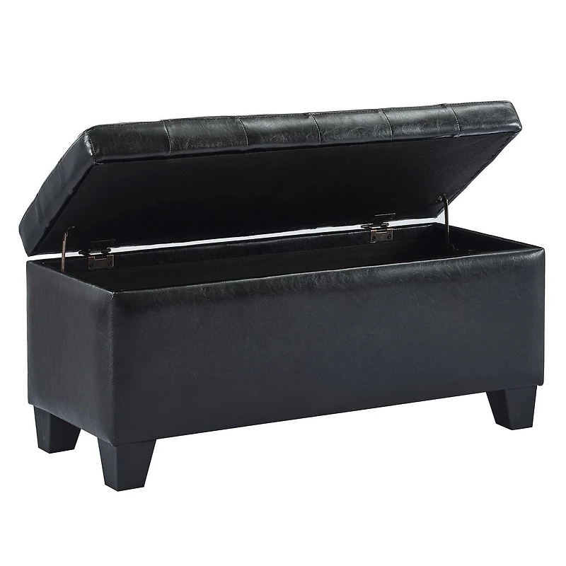 Worldwide Homefurnishings Inc Faux Leather Storage Ottoman- Black