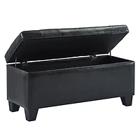 Worldwide Homefurnishings Inc Faux Leather Storage Ottoman- Black