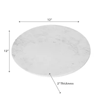 12" Marble Lazy Susan White