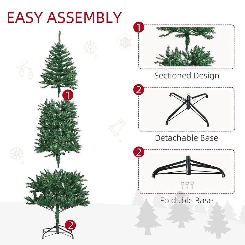 Homcom Arbre de Noël artificiel de 2,1 m, arbre de Noël avec support en métal et 865 embouts de branches, décoration de vacances, vert