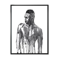 Designart Handsome African Man Portrait On White I FLOAT FRAME WALL ART