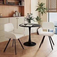 Ensemble de 2 chaises pivotantes rembourrées Homy Casa avec dossier ajouré, fauteuil d'appoint avec accoudoirs pour salon, tissu beige