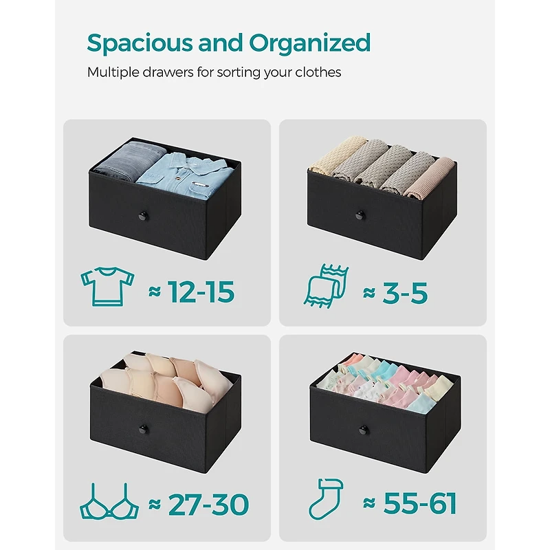 SONGMICS HOME Dresser for Bedroom, Fabric Dresser with 4 Drawers, Metal Frame, Small Chest of Drawers