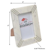 4X6 Marbre Blanc Avec Cadre D'Image En Laiton