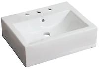21-in. W Wall Mount White Bathroom Vessel Sink Set For 3H8-in. Center Faucet AI-26129