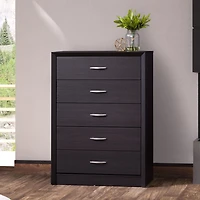 Commode haute CorLiving Newport, style Mid-Century moderne, à 5 tiroirs, pour chambre d'adulte, avec tiroirs emboîtables