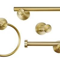 Napoli 4-Piece Matte Brass Bathroom Hardware Accessory Kit, 91009106<br>