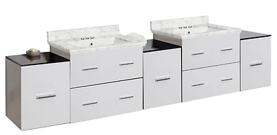 American Imaginations 47.5-in. W Wall Mount Dawn Grey Vanity Set For 3H8-in. Drilling Bianca Carara Top Biscuit UM Sink AI-19122