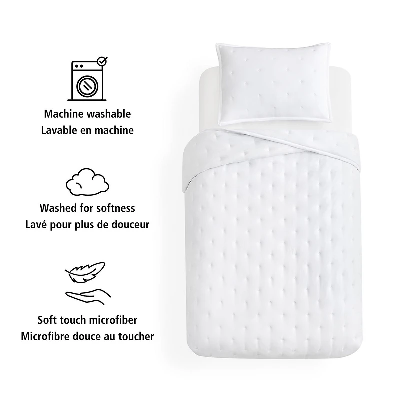 Mainstays 3-Piece Comforter Set, Arctic White, Double Queen, Double Queen