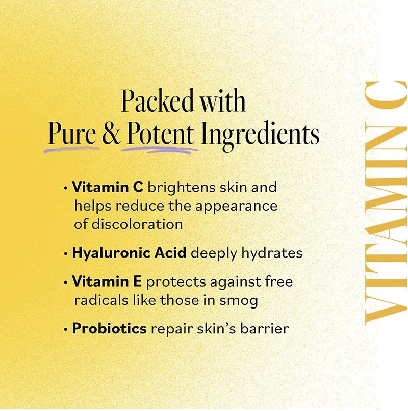 Sérum à la vitamine C avec acide hyaluronique Hydratant et éclatant, 60 ml