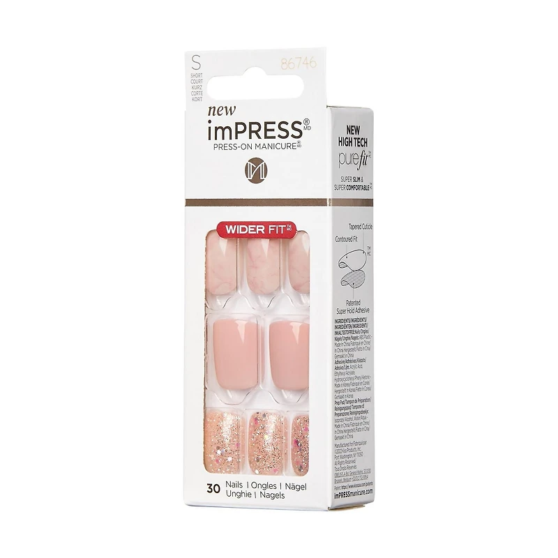KISS ImPRESS Press-On - Just a Dream - Fake Nails, 30 Count, Short