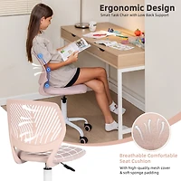 Chaise de bureau pivotante réglable Homy Casa avec assise rembourrée pour bureaux d'étude en dortoir, tissu rose