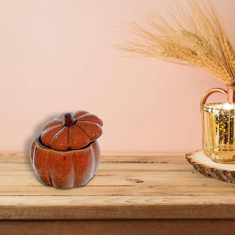 Porcelain Pumpkin Trink Jar (Orange)