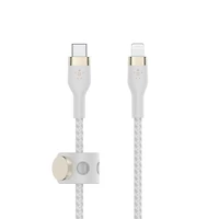 Belkin BOOSTCHARGE PRO Flex USB-C Cable with Lightning Connector 6ft White, Belkin USB-C to LTG 6ft White