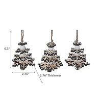 Ornement Flocon De Neige En Bois - Lot De 12