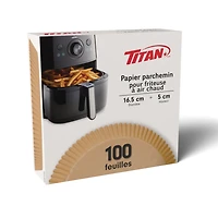 TITAN Parchment Paper Air Fryer Liners, Round Form, 16.5 cm, 100 Count