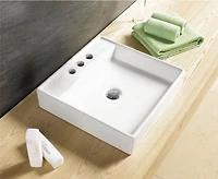 American Imaginations AI-31061 17,5 pouces W Au-dessus du navire blanc de contre pour 3H4-in. Centre de forage