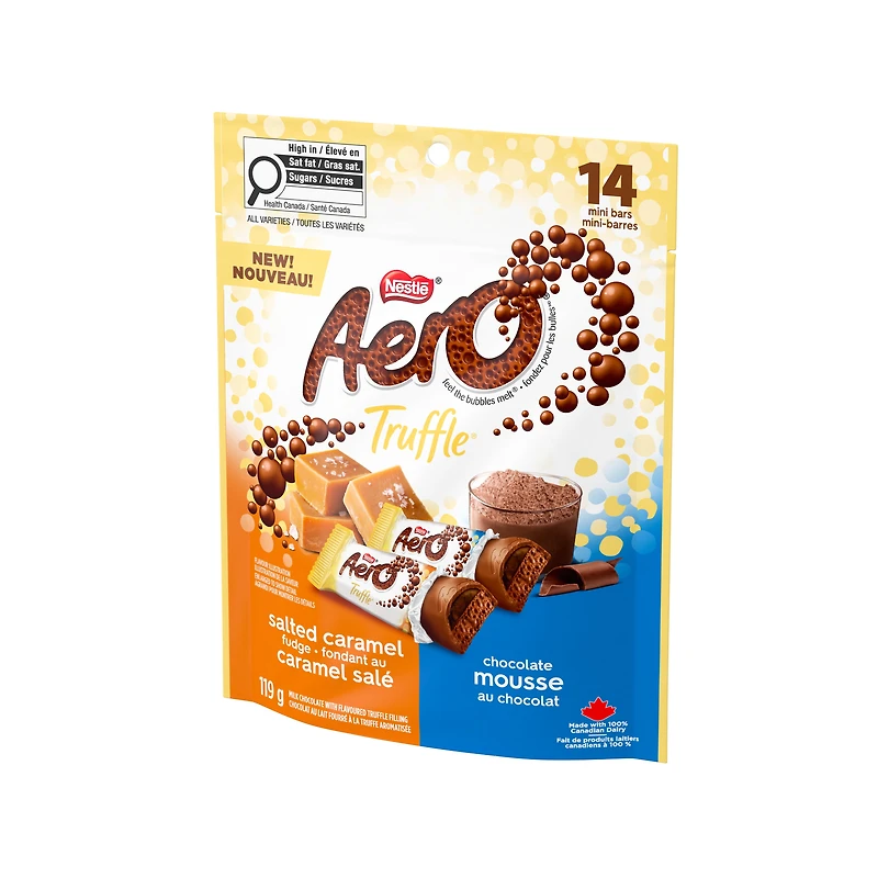 Aero Mini-barres Truffle saveurs Fondant au caramel salé et Mousse au chocolat