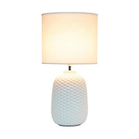 Simple Designs 20.4" Tall Traditional Ceramic Purled Texture Bedside Table Desk Lamp with Fabric Drum Shade for Home Decor, Bedroom, Living Room, Entryway, Office
