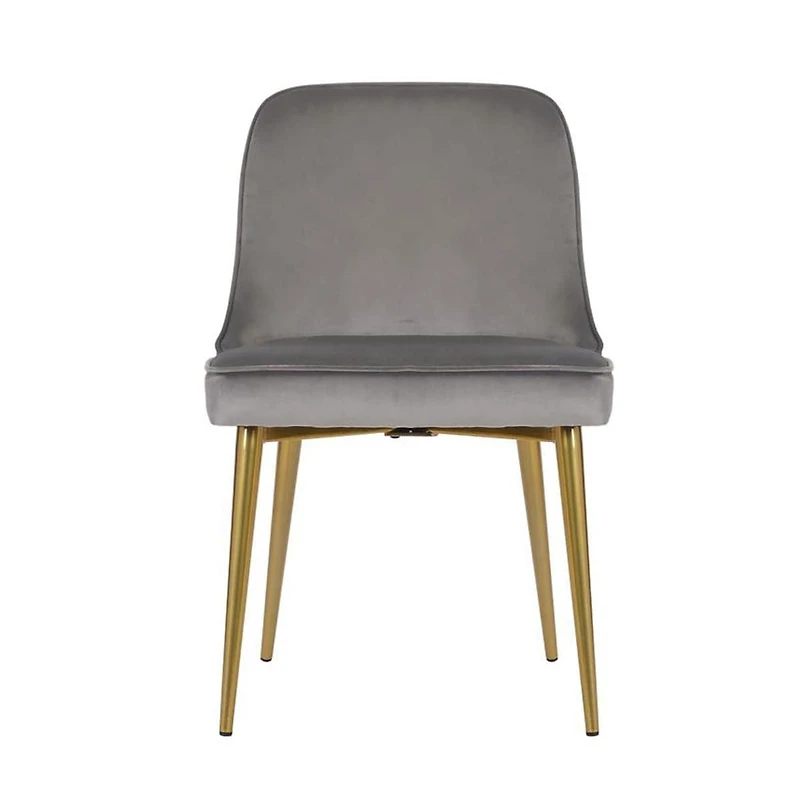 Heye Dining Chair with Grey Velvet Upholstery and Gold Metal Legs (Set of 4)
