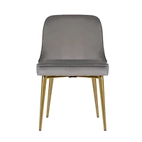 Heye Dining Chair with Grey Velvet Upholstery and Gold Metal Legs (Set of 4)