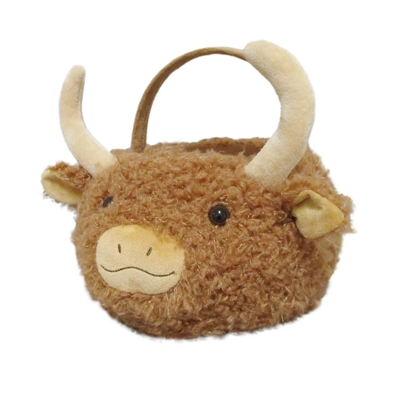 Way To Celebrate Easter Plush 10.5inch Easter Fur Bull Basket