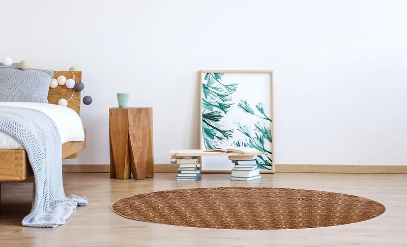 Tapis Evolution damassé 8 pi rond, marron
