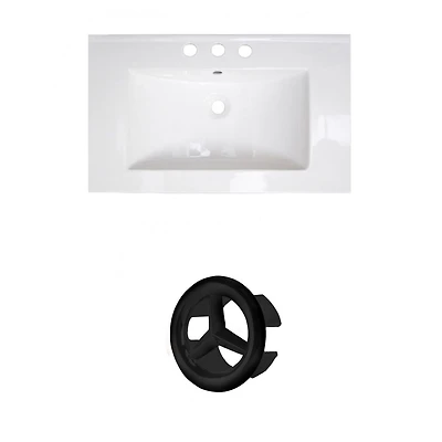 American Imaginations 37.75-in. W Floor Mount White Vanity Set For 3H8-in. Drilling Beige Top Biscuit UM Sink AI-20827