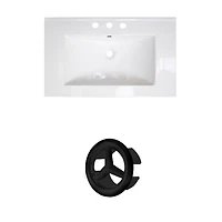 American Imaginations 37.75-in. W Floor Mount White Vanity Set For 3H8-in. Drilling Beige Top Biscuit UM Sink AI-20827