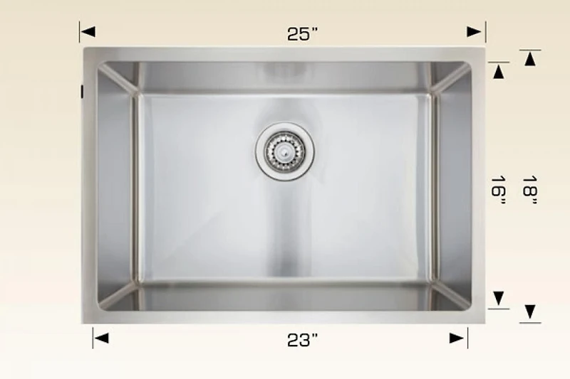 American Imaginations 25 pouces. W Évier de cuisine en acier inoxydable avec 1 bol et calibre 18AI-34400