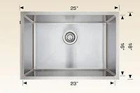 American Imaginations 25 pouces. W Évier de cuisine en acier inoxydable avec 1 bol et calibre 18AI-34400