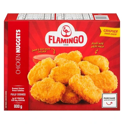 Flamingo pépites panées de poulet avec sauce aigre-douce entièrement cuites