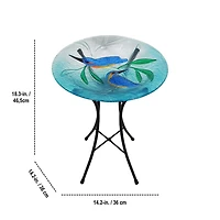 Angelo Décor Bain d'oiseau en verre harmonie des colibris de 46,5 cm avec support en métal et lumière solaire