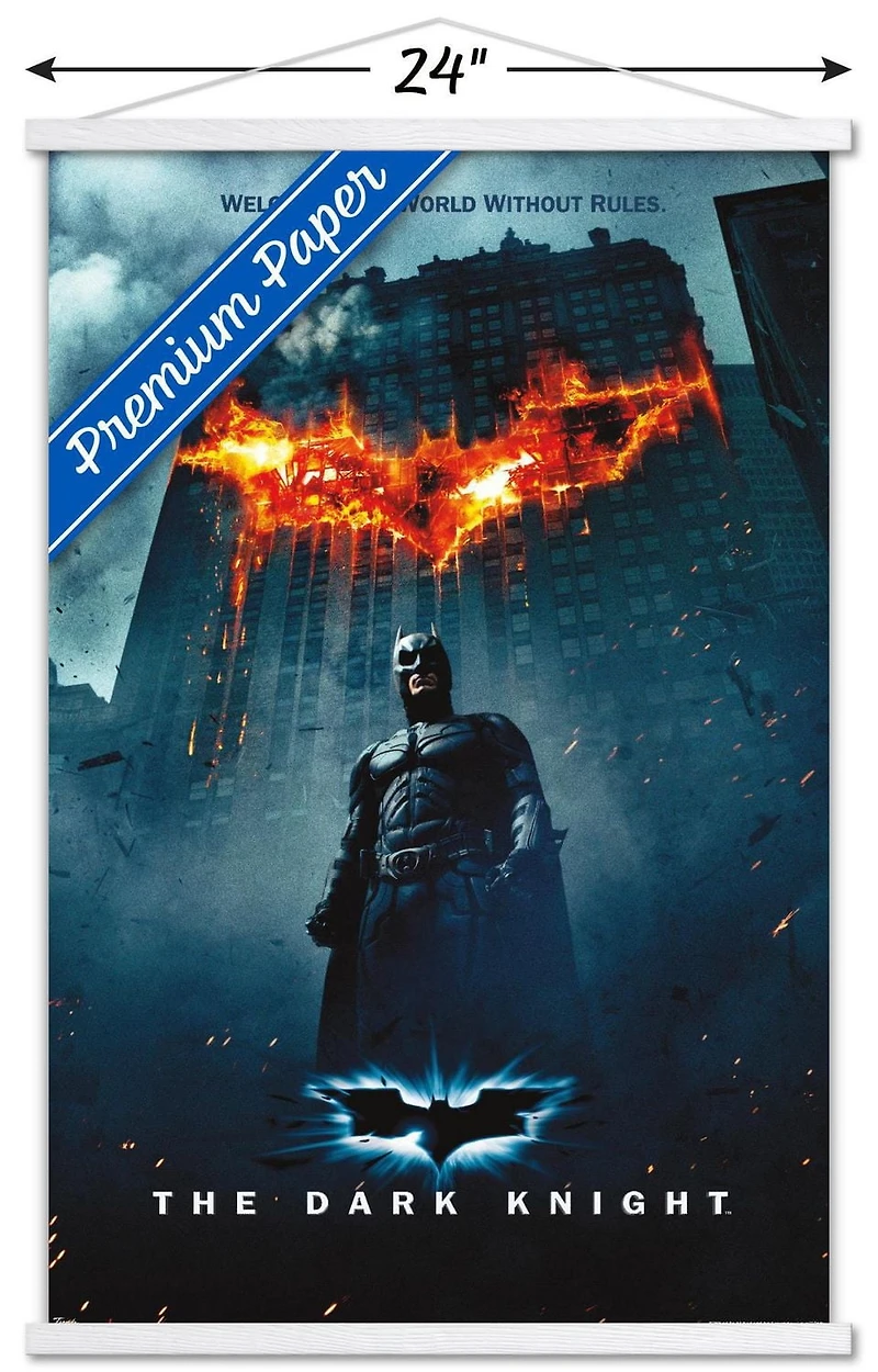 DC Comics Movie - The Dark Knight - Batman Logo on Fire One Sheet Wall Poster, 22.375" x 34"