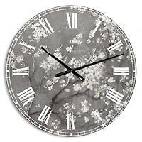 Designart 'White Cherry Blossoms I' Traditional wall clock