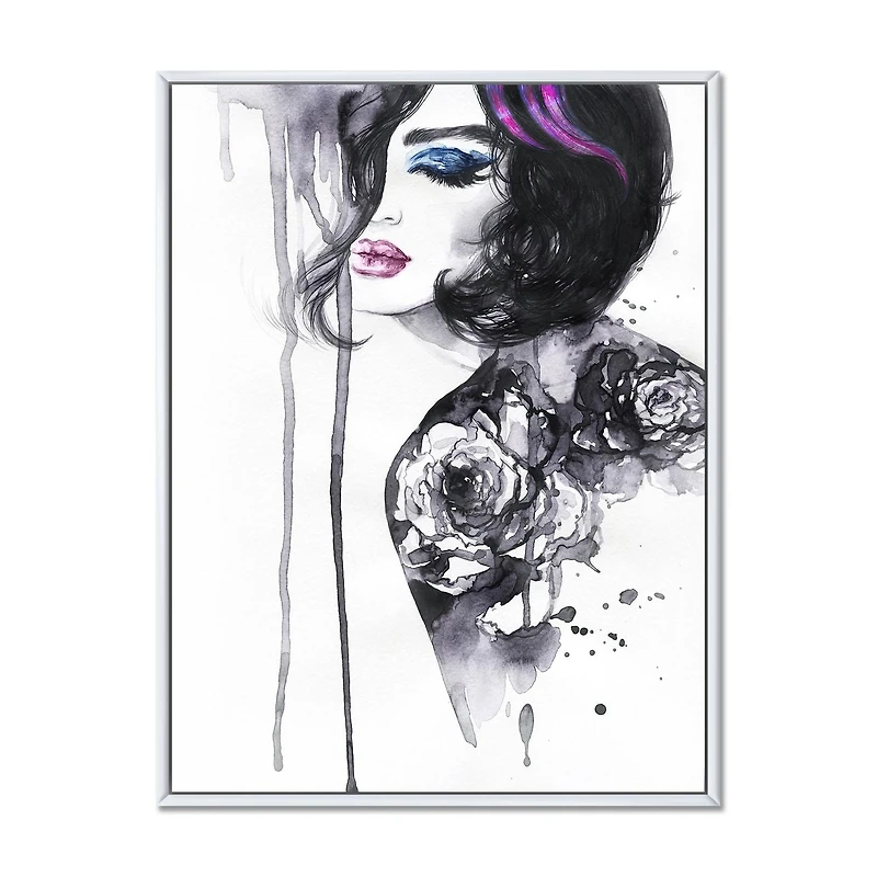 Designart Painting Female Portrait FLOAT FRAME WALL ART