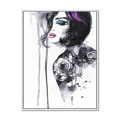 Designart Painting Female Portrait FLOAT FRAME WALL ART