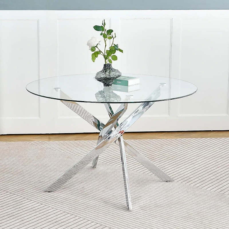 Table à manger en verre trempé de la collection Heavenly Star 48"