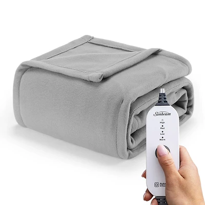 Jeté chauffant en molleton de Sunbeam , Gris  Ultime, 4 réglages de chaleur, arrêt automatique de 4 heures, chaleur douillette, 50 po x 60 po Jeté Chauffant, 50" x 60"