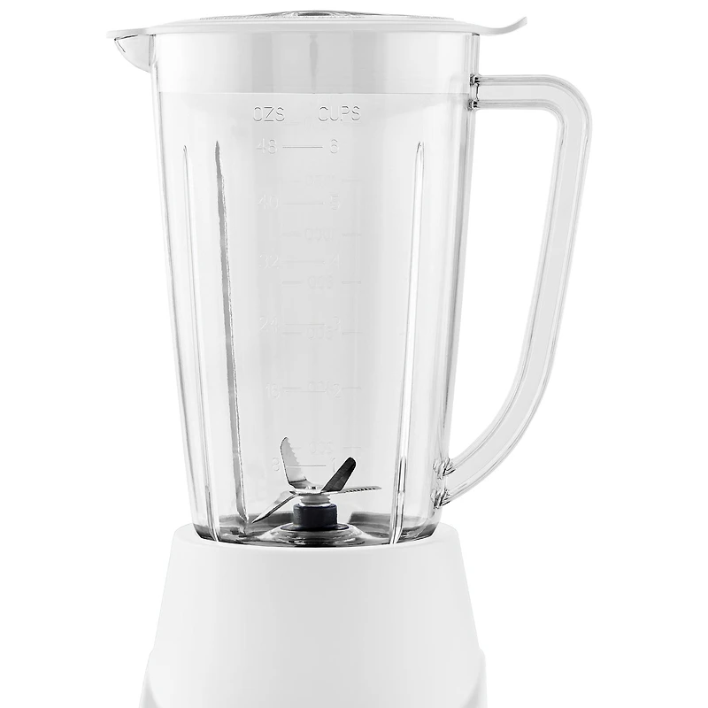 Mainstays 6 Speed Blender avec bocal de 48 onces avec lame en acier inoxydable, blanc