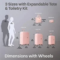 Ensemble de 5 Pièces Valises Rigides: Valise de 28 po, Valise de 24 po, Valise de Cabine de 20 po, Trousse de Toilette et Sac Extensible