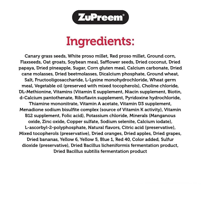 Nourriture pour très petits oiseaux Zupreem Smart Select