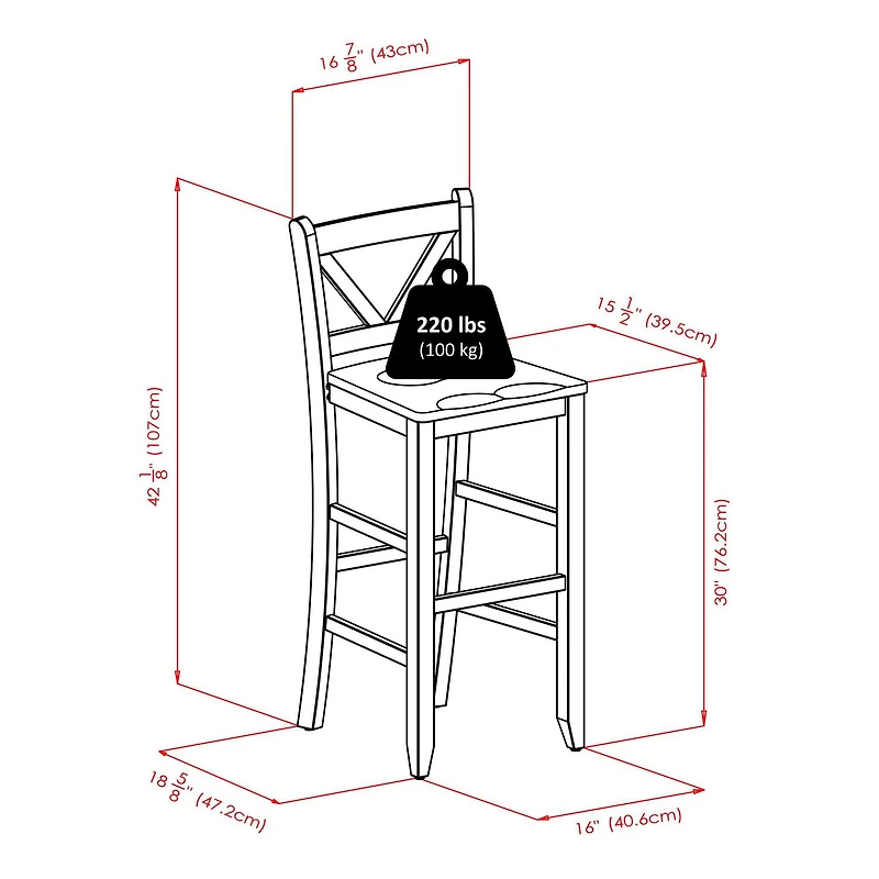 Ens. 3 pièces table de bistrot Halo de Winsome avec 2 tabourets à dossier en V - 94586