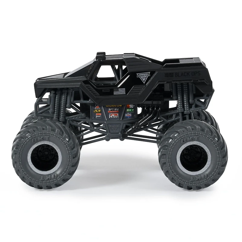 Monster Jam, Monster truck Soldier Fortune Black Ops officiel, véhicule en métal moulé à collectionner, échelle 1:24, jouets pour garçons à partir de 3 ans